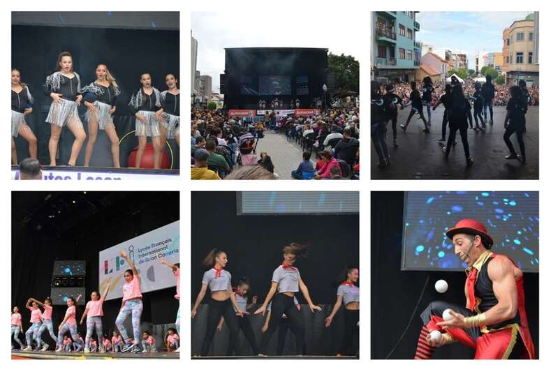 Diferentes momentos del espectáculo de esta tarde en Los Llanos (Foto TA)